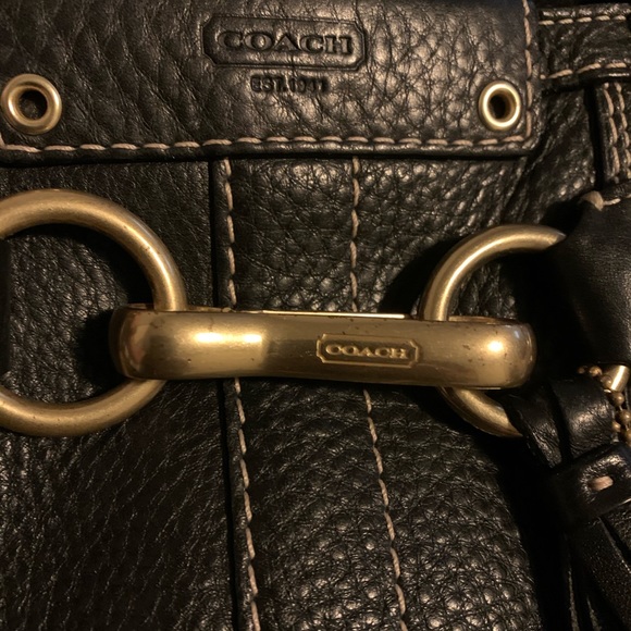 Coach Black Leather Hamptons Braided Satchel - Picture 6 of 7